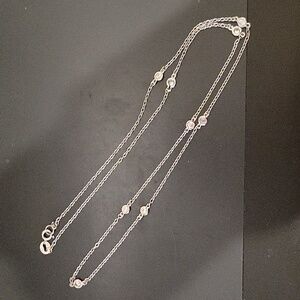 Sterling silver cubic zirconia station necklace